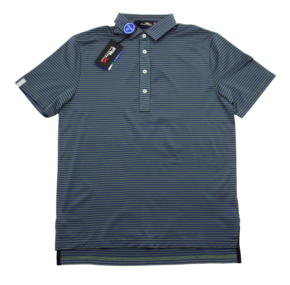 $95 RLX Ralph Lauren Polo Shirt Mens S Blue Green Stripe Golf Wicking New